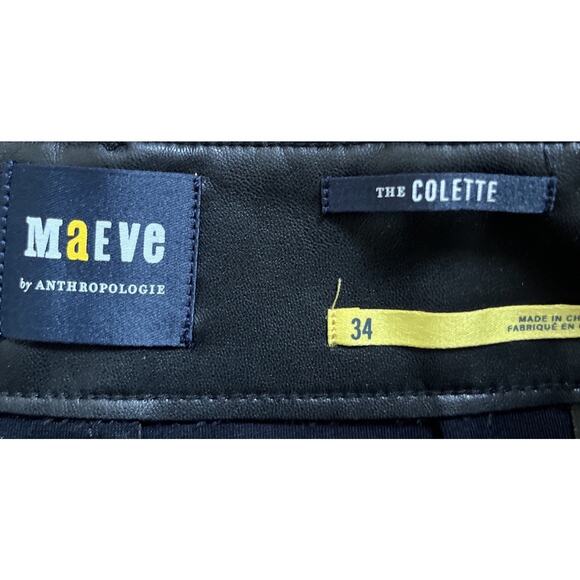 Anthropologie Maeve The Colette Faux-Leather Crop Wide-Leg Pants Size 34 black - Picture 6 of 13